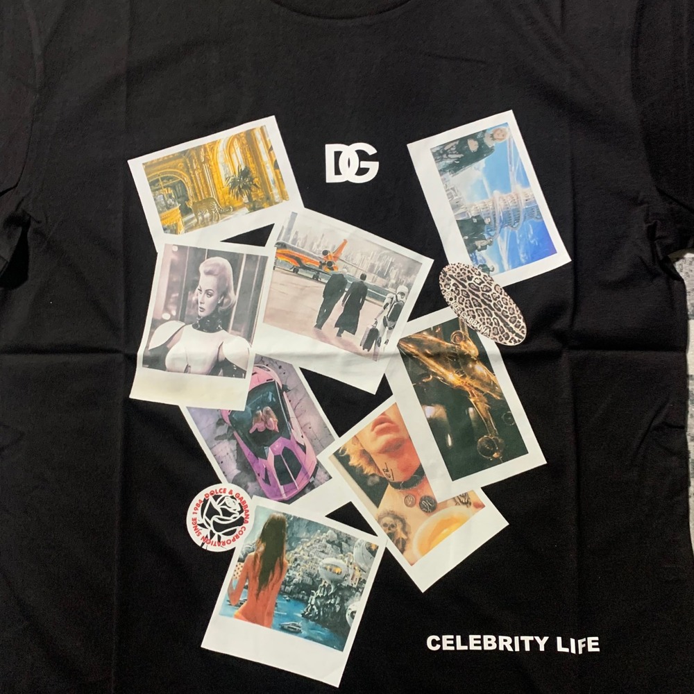 Dolce & Gabbana Celebrity‎ Life Graphic T-Shirt Size 46 Black Polaroid DG Logo - Picture 4 of 5